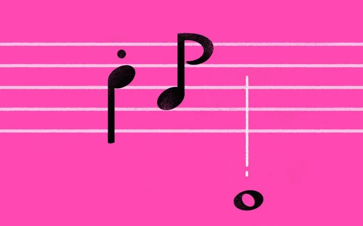 Rewritten alt: Illustration of sugary lollipops paired with floating musical notes