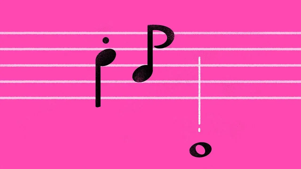 Illustration of sugary lollipops paired with floating musical notes