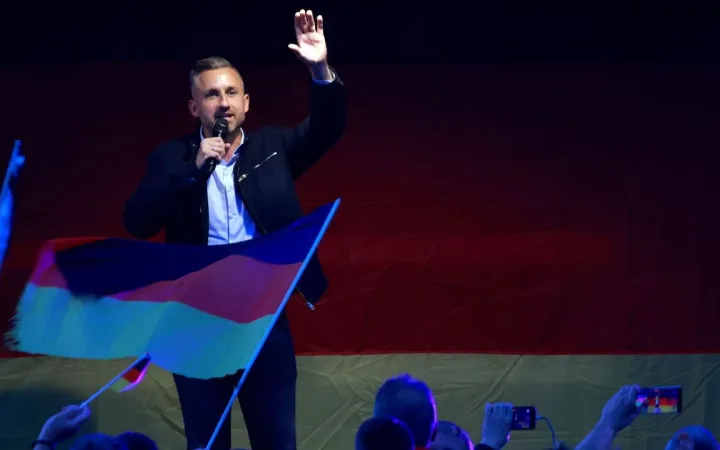 AfD lead candidate Ulrich Siegmund campaigning in Saxony-Anhalt ahead of state election