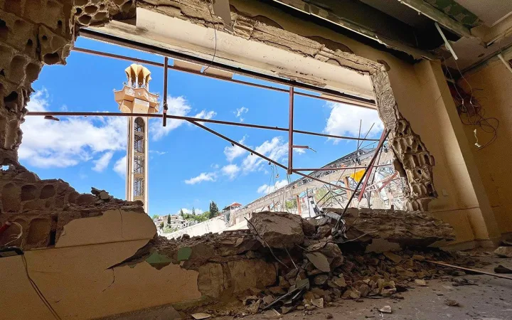 The aftermath of Israeli attacks on residential areas in Nabatieh, Lebanon