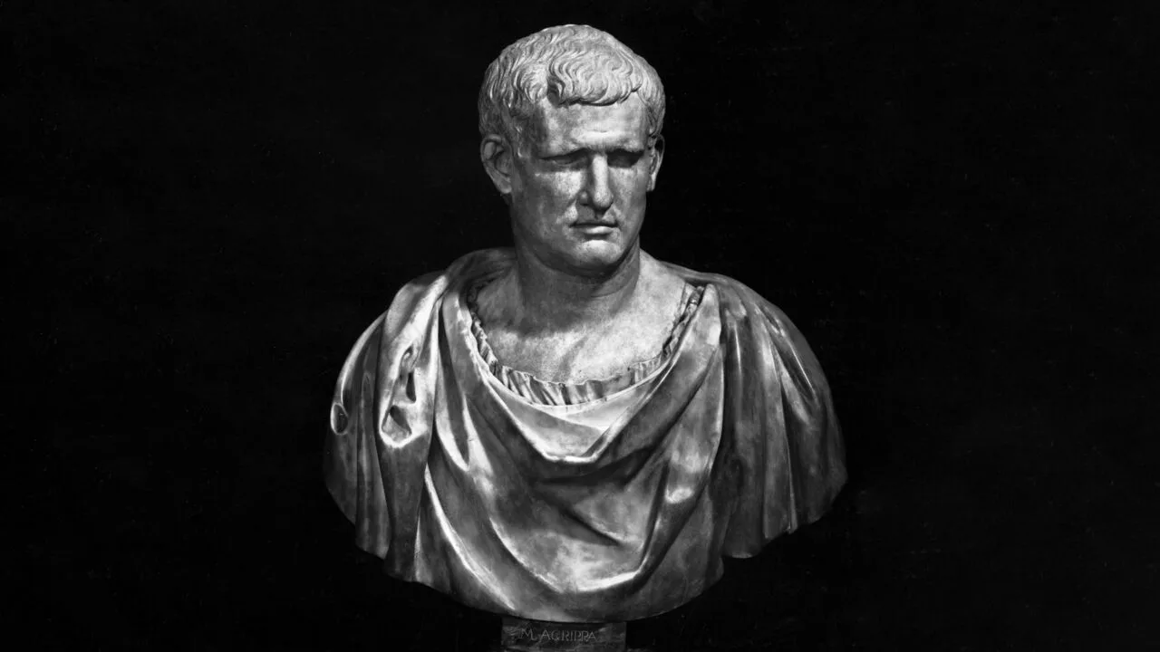 Bust of Marcus Vipsanius Agrippa, the Roman general who narrates Robert Harris's novel Agrippa