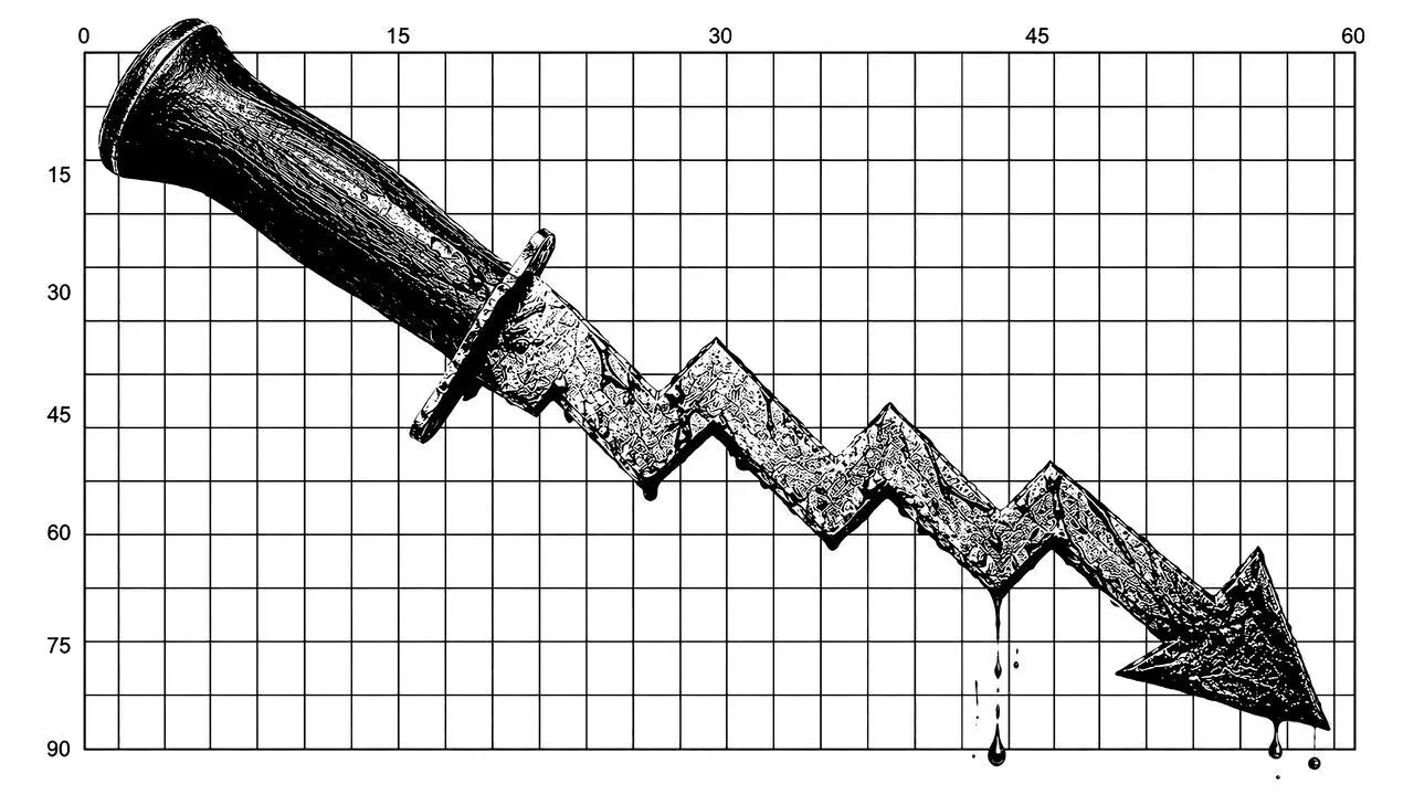 Illustration showing London knife crime trending downward