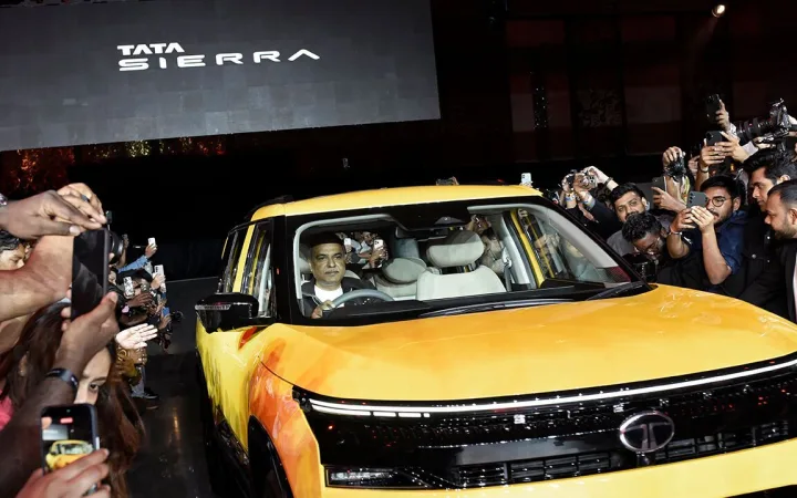 Sailesh Chandra, Managing Director and Chief Executive Officer of Tata Motors passenger vehicles, drives the Tata Sierra during its launch event in Mumbai, India, on November 25, 2025.