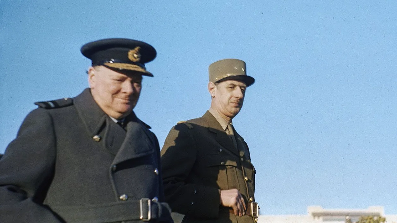 General Charles de Gaulle with Winston Churchill during the Second World War