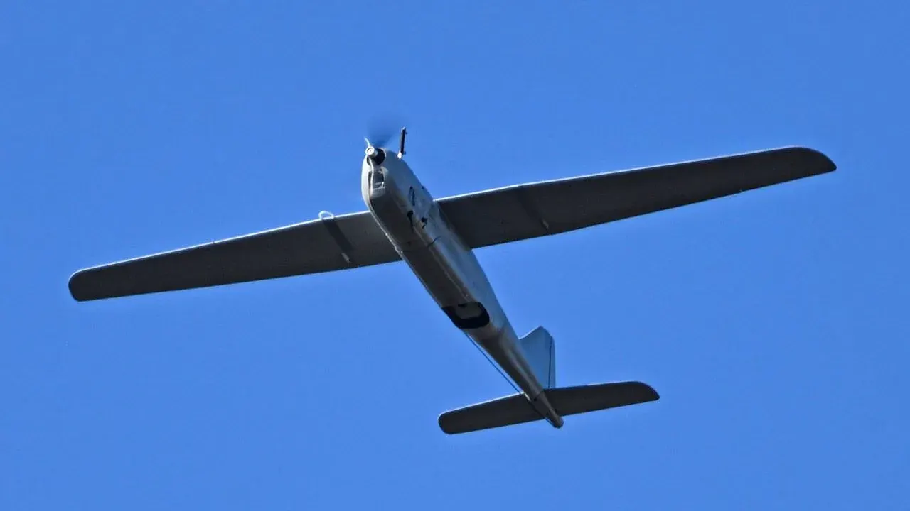 Russian Orlan-10 reconnaissance drone in flight, the type linked to European incursions