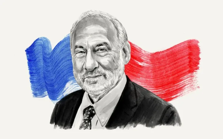 Editorial illustration accompanying commentary by Joseph Stiglitz