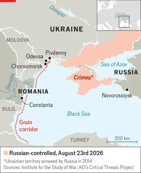 Map showing Black Sea export routes
