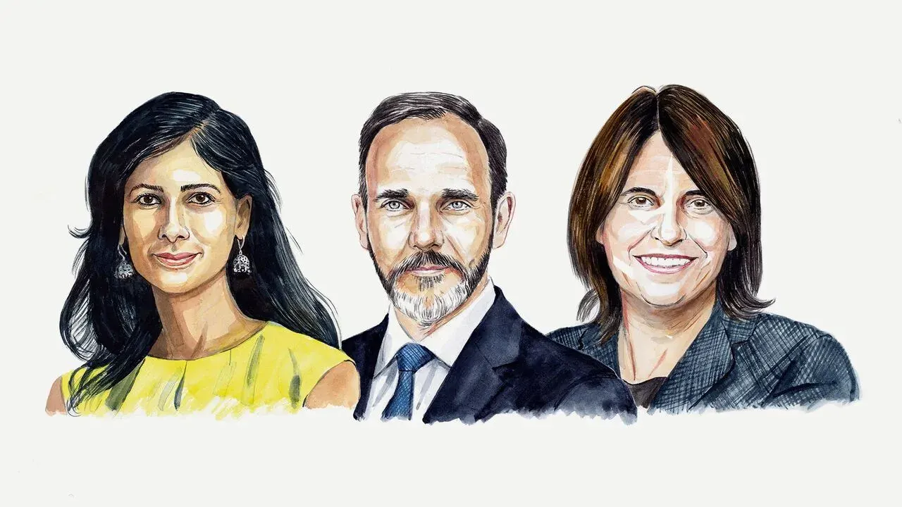 Illustration representing Gita Gopinath, Pierre-Olivier Gourinchas and Hélène Rey