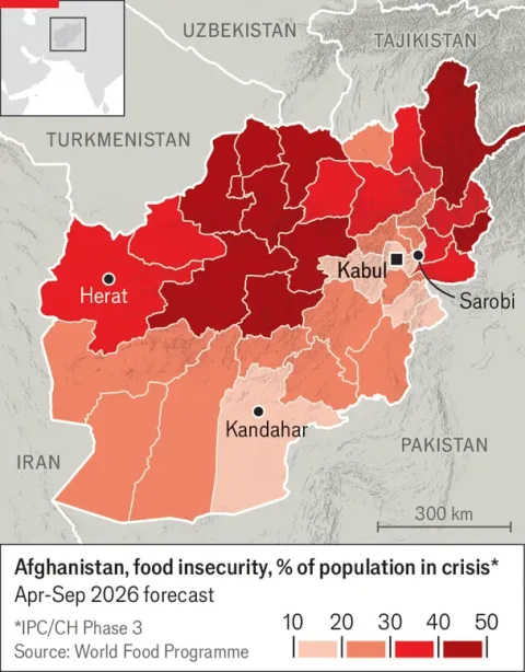 Map of Afghanistan showing Herat, Kandahar and Kabul