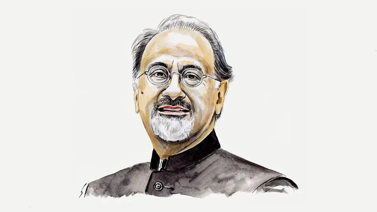 Illustration portrait of World Bank chief economist Indermit Gill on industrial policy