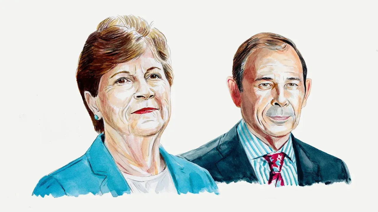 Illustration portrait of US Senators Jeanne Shaheen and John Curtis