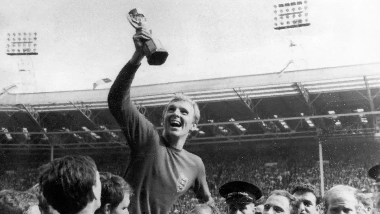 Bobby Moore holding the World Cup after England’s victory over West Germany in 1966