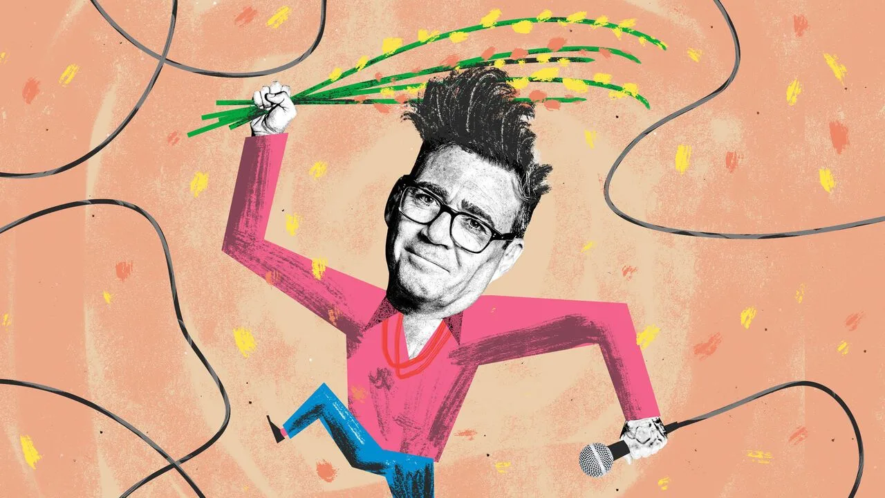 Illustration of Andy Burnham dressed as Morrissey