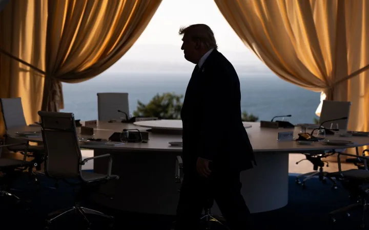 President Donald Trump at the G7 Summit in Evian-les-Bains, France.