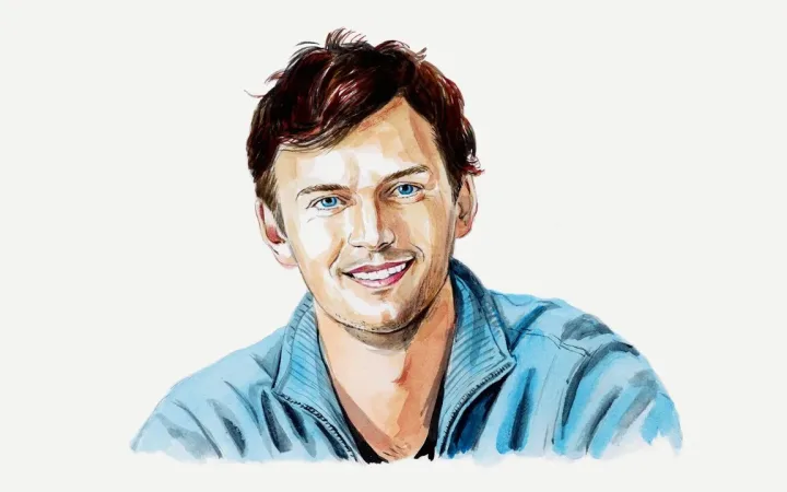 Illustrated portrait of sports analytics founder James Tozer